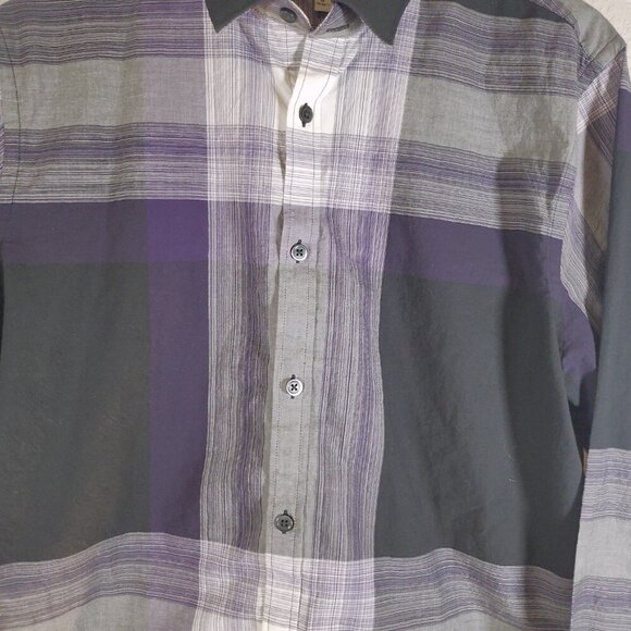 Express Men's Dress Shirt in Black and Purple Very Nice! - Picture 5 of 9
